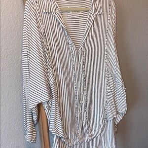“WE THE FREE”Black and White Striped Baggy Blouse
